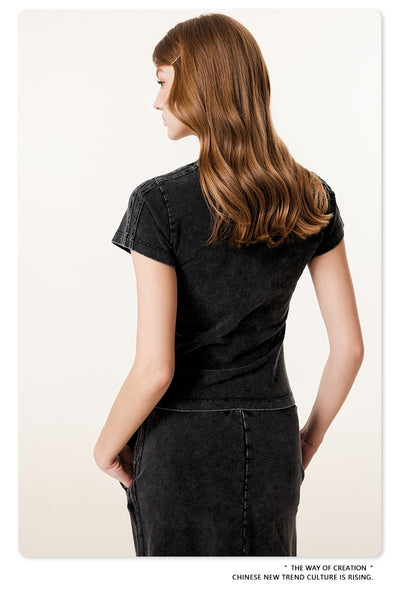 Camiseta Americana de Cintura Fruncida con Efecto Reductor - Image 24