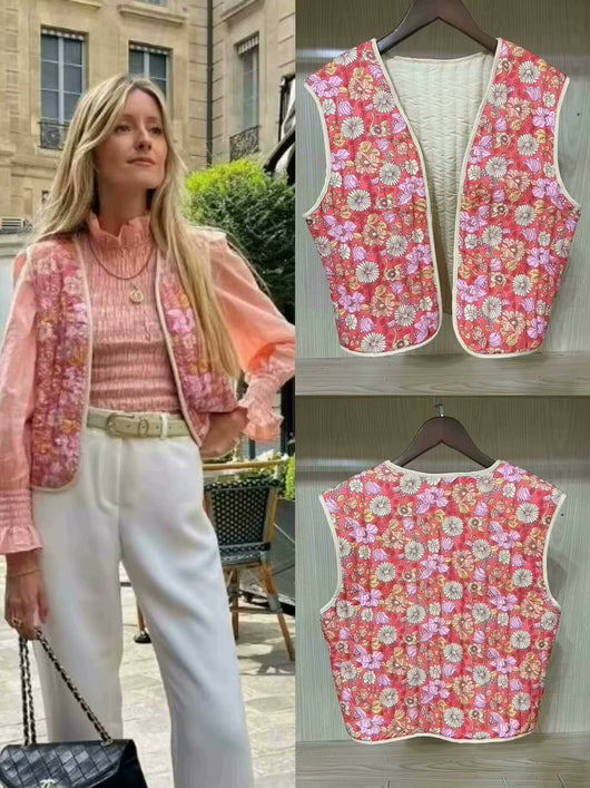 Chaleco Floral Otoñal Reversible de Algodón - Image 6