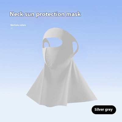 Light pink ice silk sun protection mask with ear loops and neck coverage, featuring small ventilation holes. - Image 51