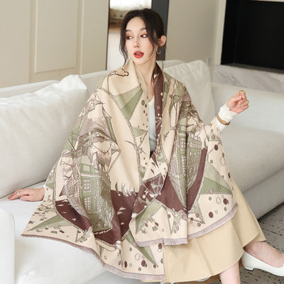 Bufanda de Cachemira Elegante Estilo Nacional Reversible Jacquard Doble Cara - Image 15
