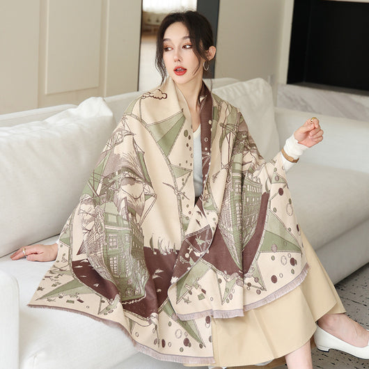 Bufanda de Cachemira Elegante Estilo Nacional Reversible Jacquard Doble Cara - Image 15