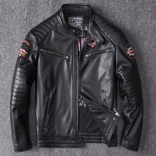 Chaqueta de Motociclista con Cuello de Pie - Abrigo Premium para Hombre