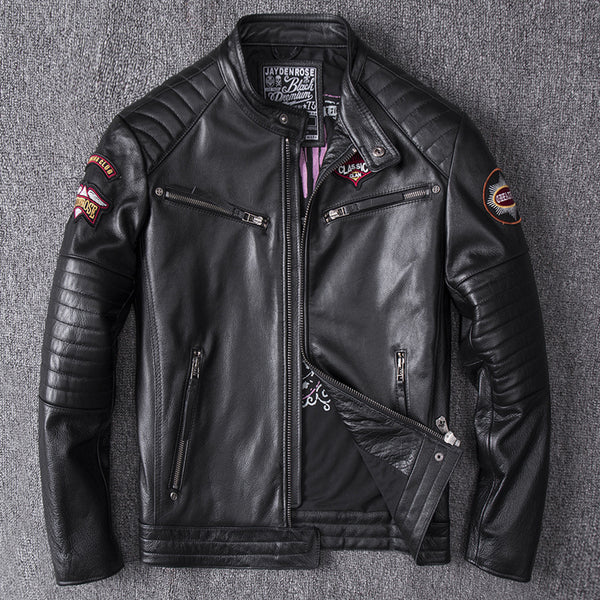 Chaqueta de Motociclista con Cuello de Pie - Abrigo Premium para Hombre