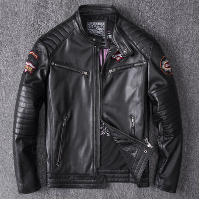 Chaqueta de Motociclista con Cuello de Pie - Abrigo Premium para Hombre