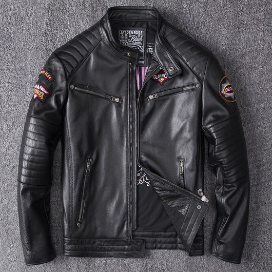 Chaqueta de Motociclista con Cuello de Pie - Abrigo Premium para Hombre