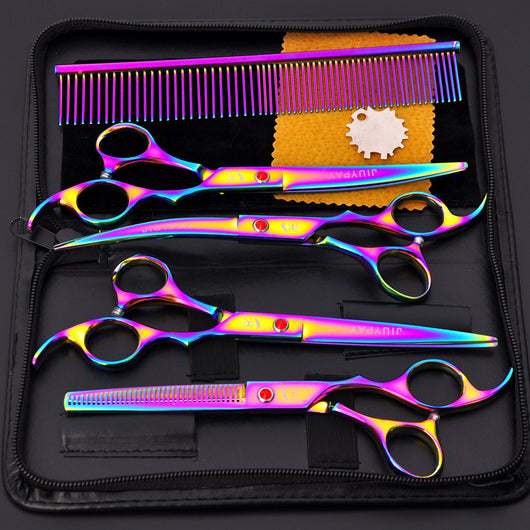 Tijeras de Peluquería Profesional para Mascotas 7.0 Pulgadas - Set Multicolor - Image 4