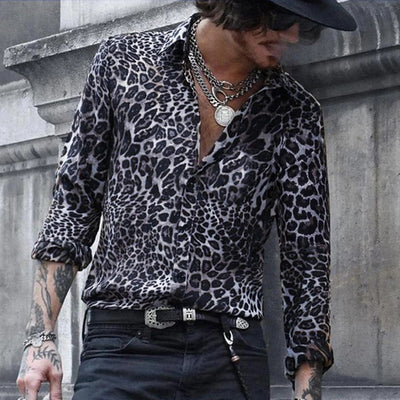 Camisa Estampado Leopardo Manga Larga para Hombre - Image 7