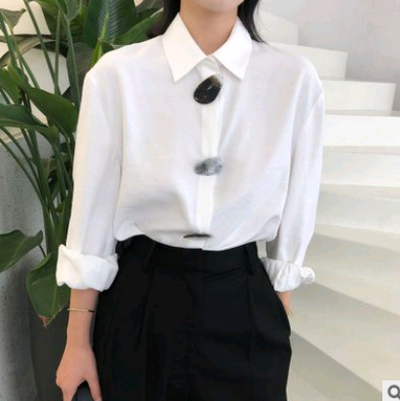 Blusa Polo Mujer Otoño con Hebilla de Cristal - Elegancia y Sofisticación - Image 5