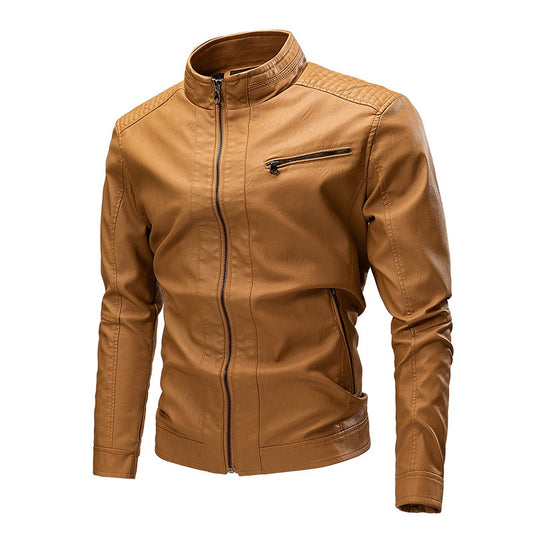 Chaqueta de Cuero para Motociclista Retro - Estilo Casual Primavera Otoño
