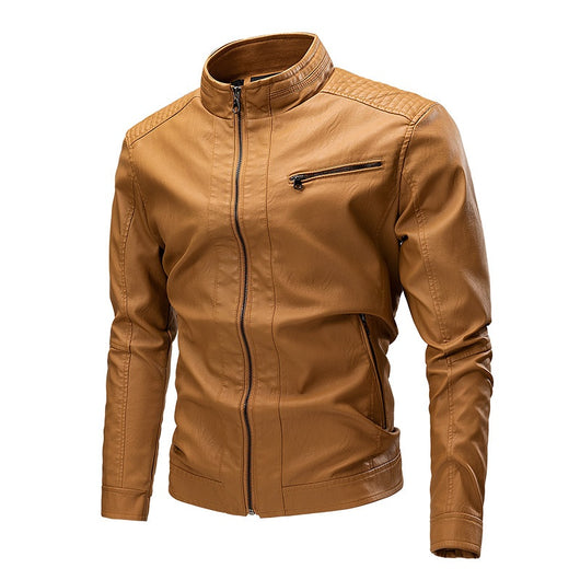 Chaqueta de Cuero para Motociclista Retro - Estilo Casual Primavera Otoño