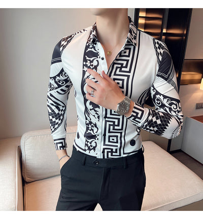 Camisa Manga Larga Estampada Slim Fit para Hombre - Image 38
