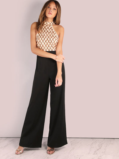 Jumpsuit Elegante con Lentejuelas y Cuello Halter para Mujer - Image 6