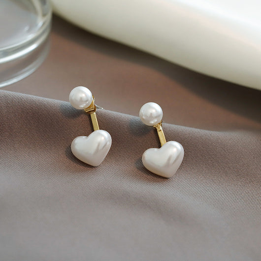 Aretes Elegantes de Perla y Corazón - Image 5