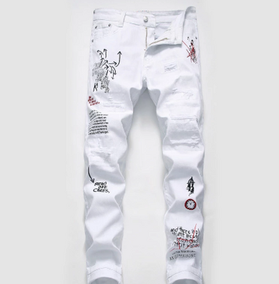 Jeans Rotos con Bordado Artesanal