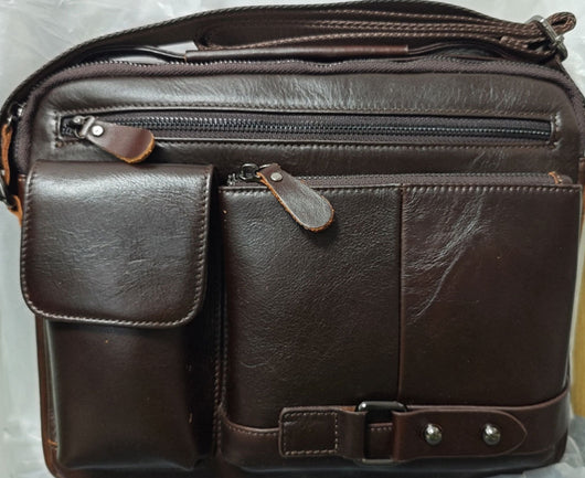 Bolsa Mensajera de Cuero Genuino con Acabado Encerado para Hombre - Image 9