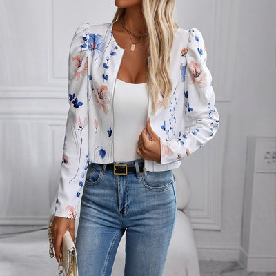 Chaqueta Larga Estampada con Mangas Gigot Elegante - Image 3