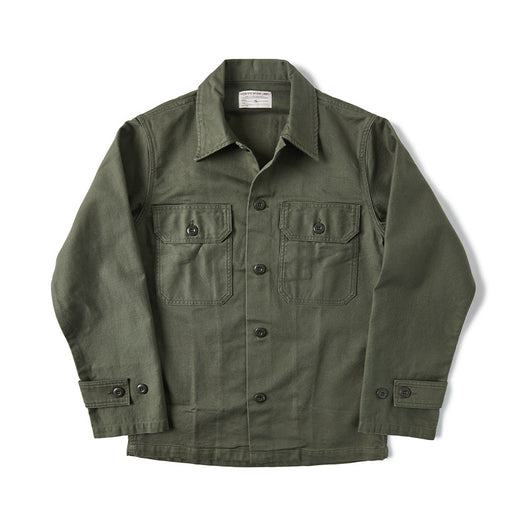 Camisa de Trabajo Algodón Satinado Verde Oliva para Hombre - Image 6