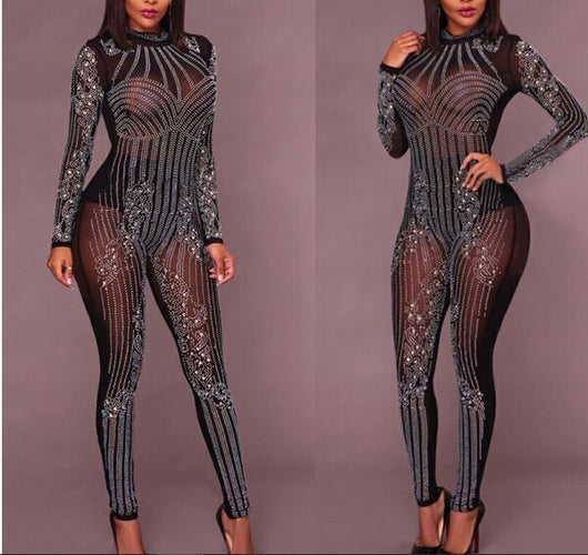 Jumpsuit de Malla Manga Larga Cuello Redondo - Image 4