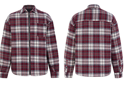 Chaqueta Camisa Cuadros Rojo Retro para Hombre - Casual Primavera con Cierre - Image 7