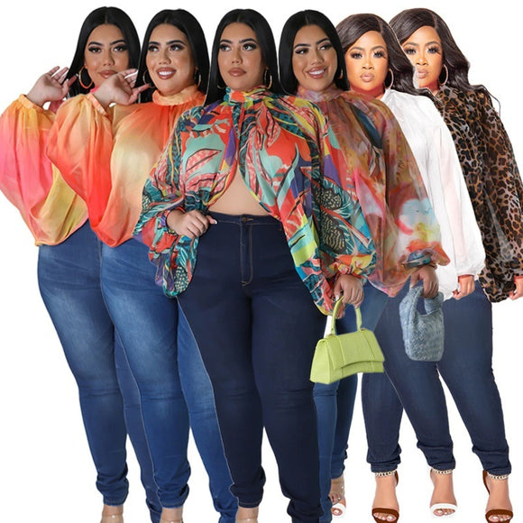Blusa de Gasa Talla Grande con Cuello Redondo y Tirantes Ajustables