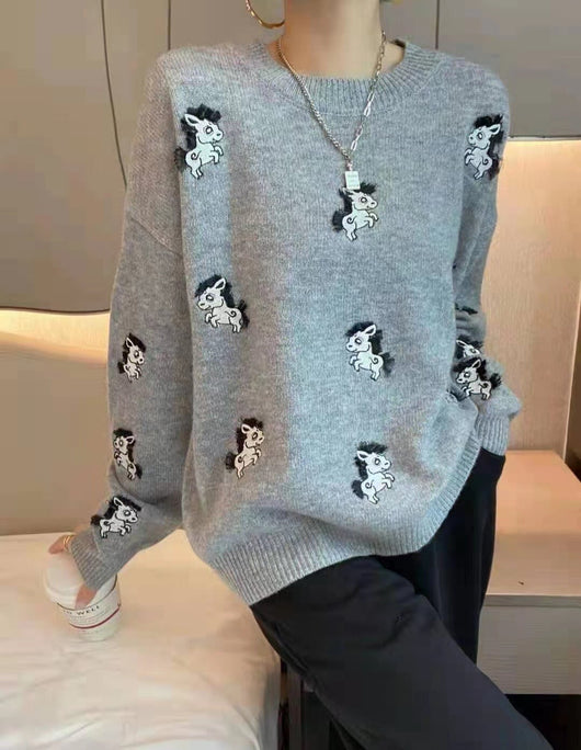 Suéter para Mujer con Bordado de Caballo Elegante - Image 11