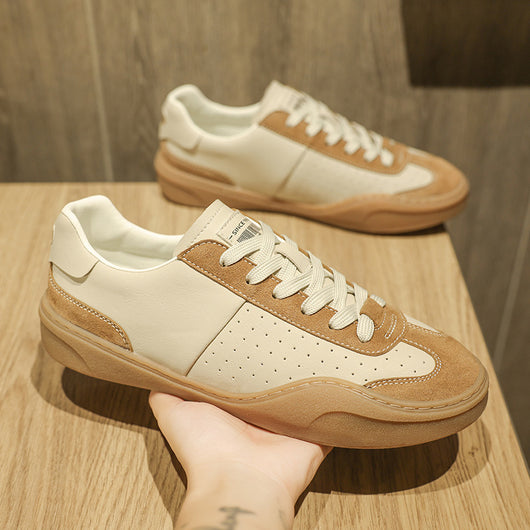 Zapatos Casuales de Cuero Genuino con Plataforma y Detalles en Contraste