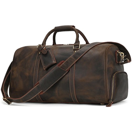 Bolsa de Viaje y Gimnasio en Cuero Genuino Negro para Hombre - Image 8