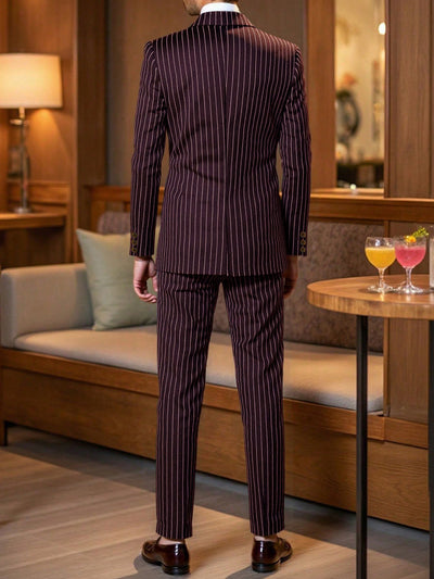 Conjunto de Traje Ejecutivo a Rayas para Hombre - Image 30