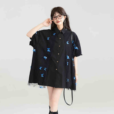 Blusa de Encaje Bordado con Patchwork Estilo Francés - Image 2