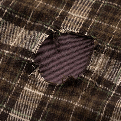 Camisa a Cuadros Manga Larga Hombre Punk Rotos y Parches - Image 3
