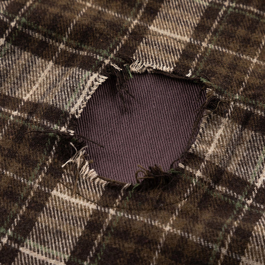 Camisa a Cuadros Manga Larga Hombre Punk Rotos y Parches - Image 3