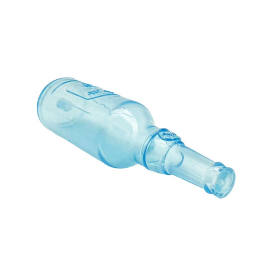 Translucent blue pet molar toy shaped like a bottle, featuring embossed paw prints and the word "DOG". - Image 5