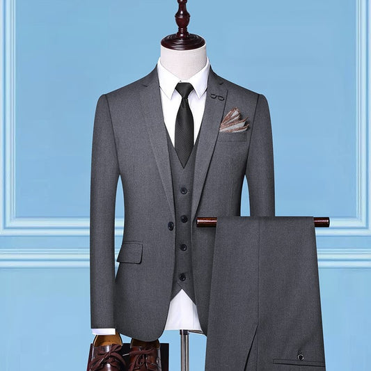 Traje de Novio Tres Piezas Color Sólido Premium