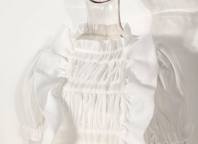 Vestido Vintage Francés Blanco Puro de Poliéster - Image 11