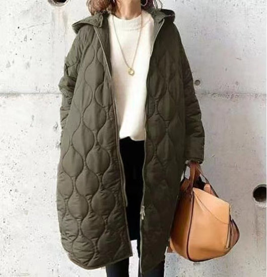 Abrigo Acolchado Mujer Invierno con Diseño Rombo y Capucha - Image 9