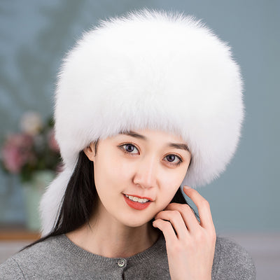 Gorro Abrigador de Piel de Zorro con Protección Auditiva para Mujer - Image 21