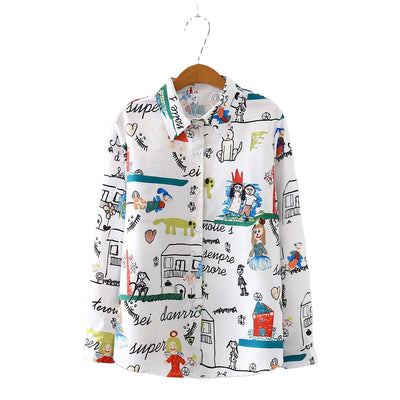 Playera Estampada con Doodles de Caricaturas - Image 11
