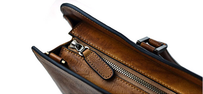 Bolso de Cuero Curtido al Vegetal Estilo Retro Horizontal para Hombre - Image 18