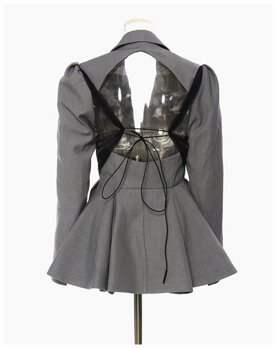 Blazer Elegante Cintura Ajustada con Dobladillo Floral Backless - Image 16
