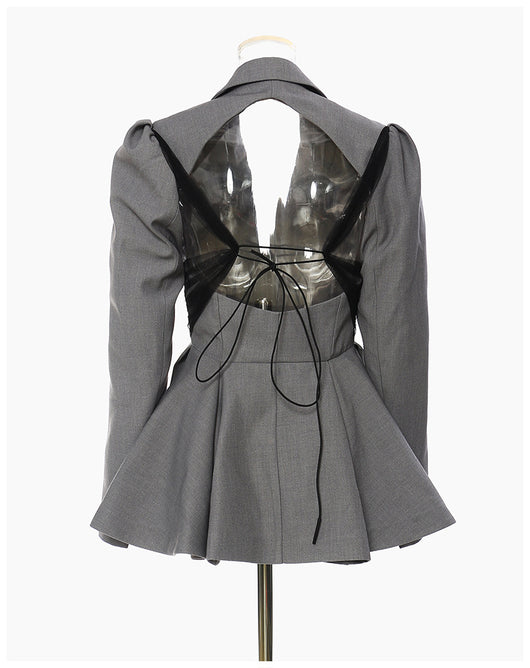 Blazer Elegante Cintura Ajustada con Dobladillo Floral Backless - Image 16