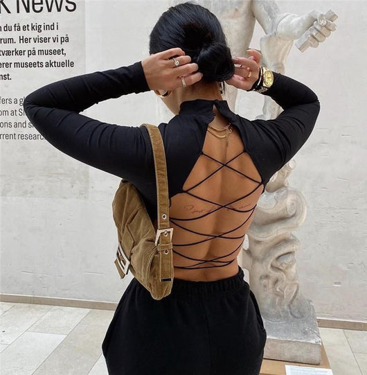 Bodysuit de Cuello Alto con Espalda Abierta y Tirantes - Image 2
