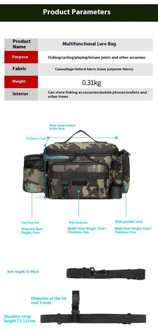 Bolsa de Cintura Multifuncional para Caña de Pescar de Gran Capacidad - Image 10