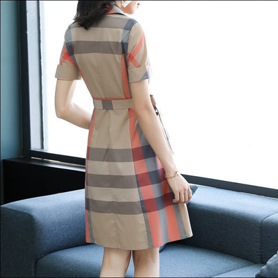 Vestido Camisa a Cuadros Doble Abotonado - Image 6