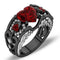 Anillo de Diamante Corazón Rubí Rojo Oro Negro - Compromiso Elegante
