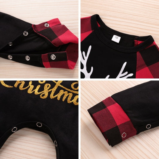Pijama Navideño Reno de Papá Noel - Enterizo a Cuadros Rojo - Image 3