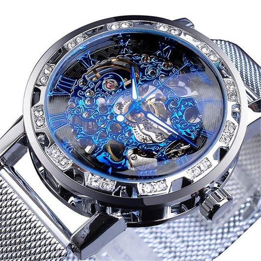 Reloj Mecánico con Correa Hueca de Diamantes de Imitación - Image 4