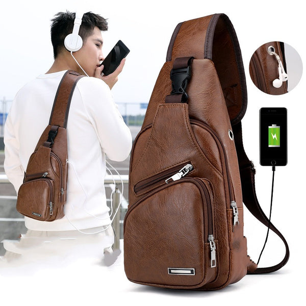 Bolsa Pecho Antirrobo USB para Hombre con Carga Rápida