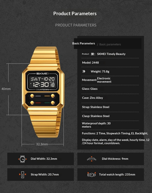 Reloj Digital Retro Multifuncional Resistente al Agua - Image 11