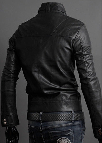 Chaqueta de Cuero para Motociclista con Cuello de Pie Elegante - Image 5