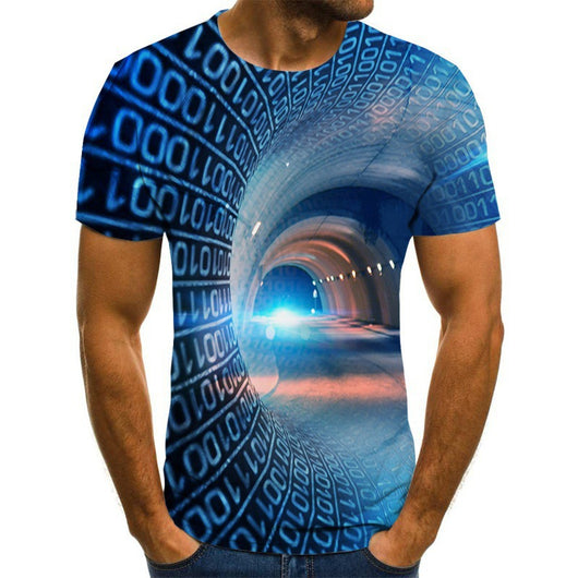 Camiseta Estampada 3D con Diseño de Rayas - Tendencia Europea y Americana - Image 21
